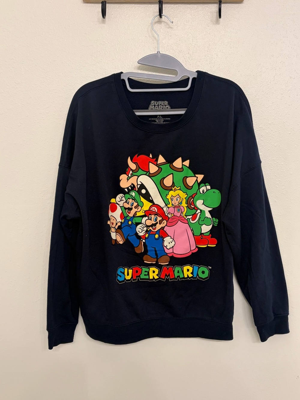 Nintendo Super Mario Bros Crewneck Sweatshirt - Navy Blue - Size XL
